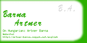 barna artner business card